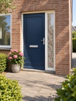 Raamfolie verticaal kolibrie met roze bloesem en vlinders